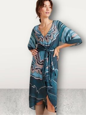 Anthropologie Conditions Apply Tara Dolman Sleeve Midi Dress Petite Medium MP